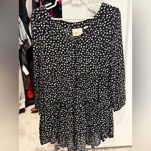 Maeve Black and White Polka Dot Top